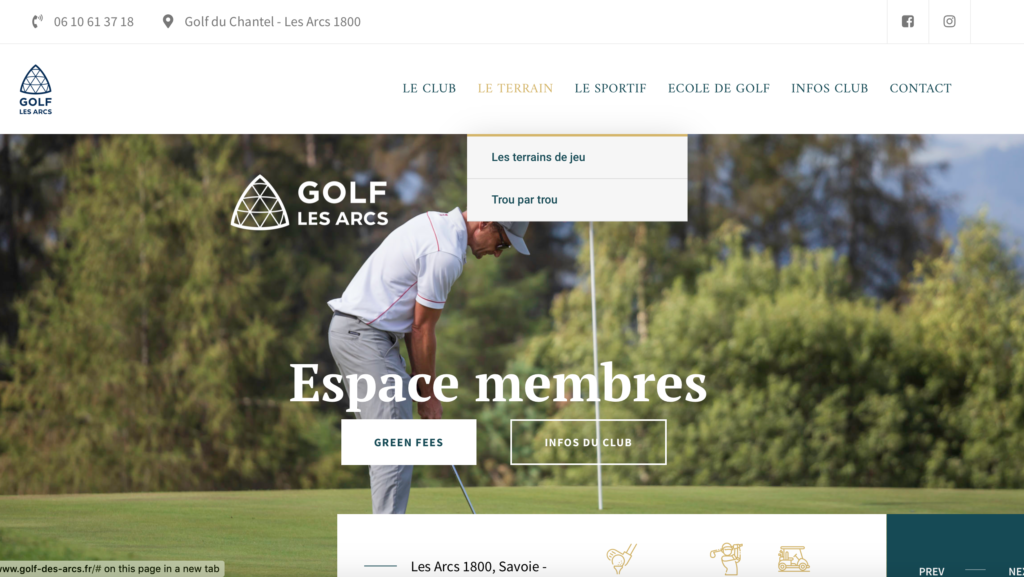 Site membres Golf des Arcs